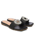 GNIST Embellished Chic Vegan Leather Black Party Flats